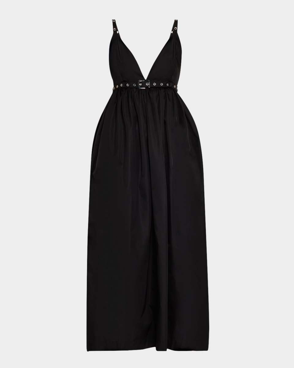 Sleeveless Plunge Empire Midi Dress